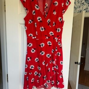 Red, black and white floral j crew summer dress